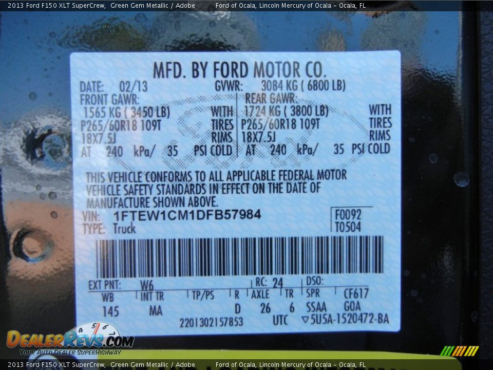 2013 Ford F150 XLT SuperCrew Green Gem Metallic / Adobe Photo #12
