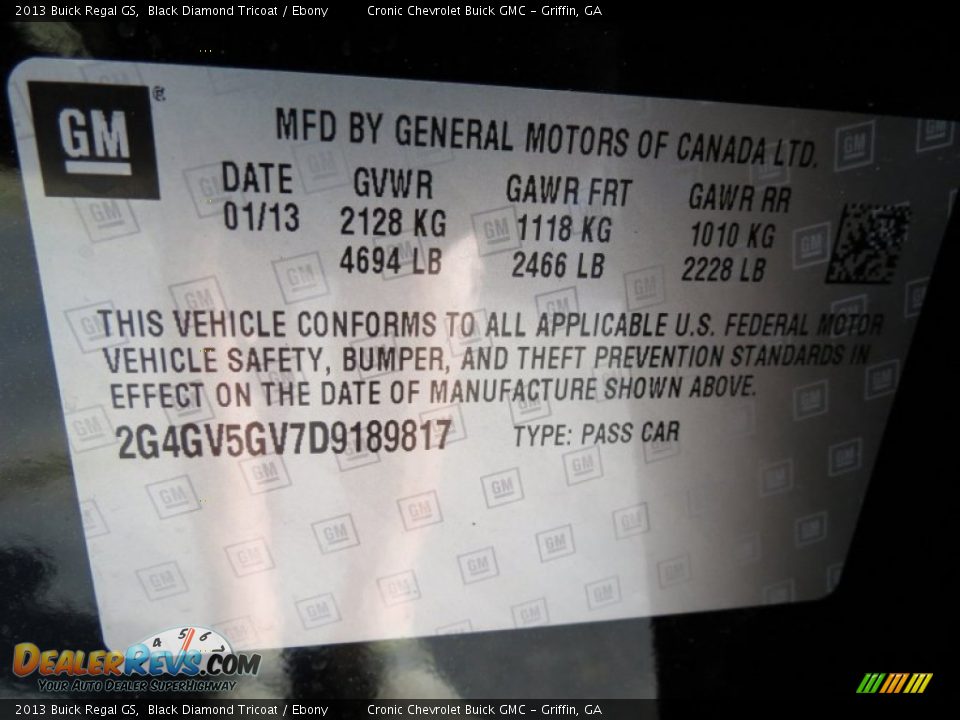 2013 Buick Regal GS Black Diamond Tricoat / Ebony Photo #15