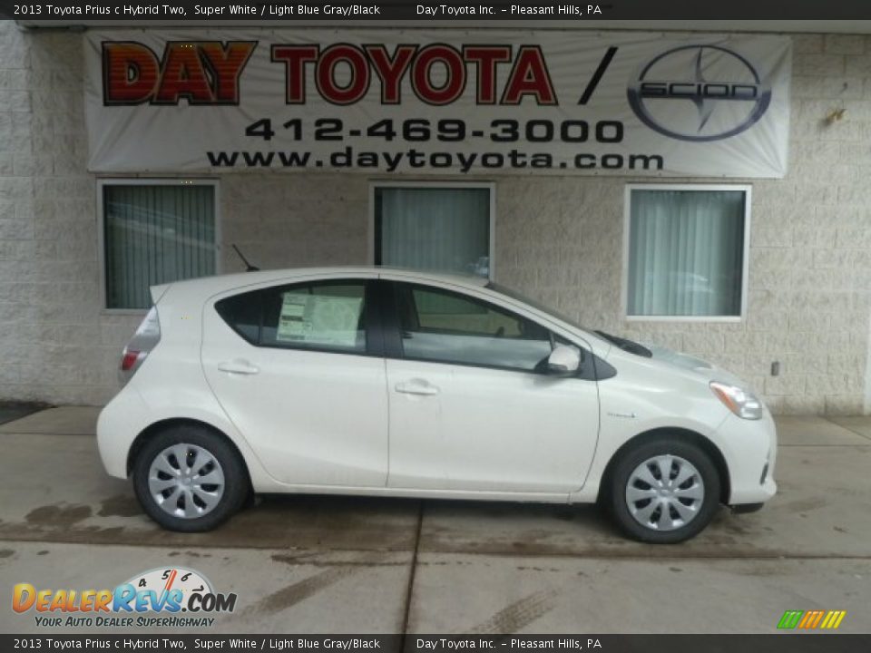 2013 Toyota Prius c Hybrid Two Super White / Light Blue Gray/Black Photo #1