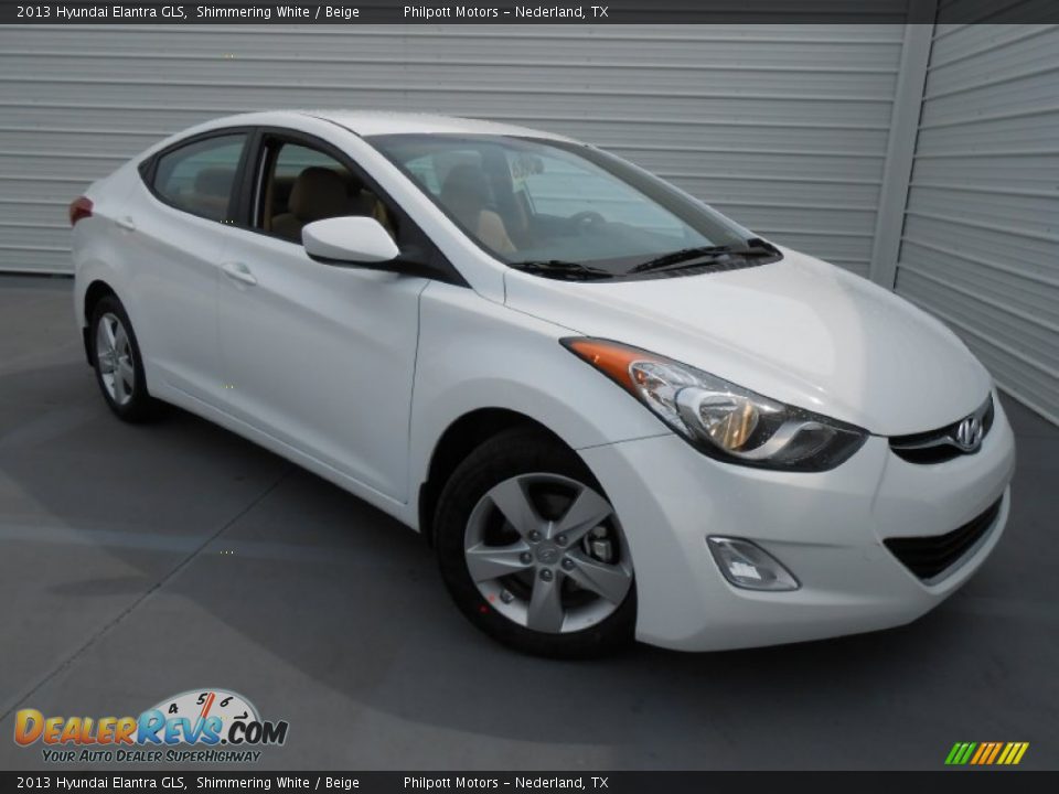 2013 Hyundai Elantra GLS Shimmering White / Beige Photo #2