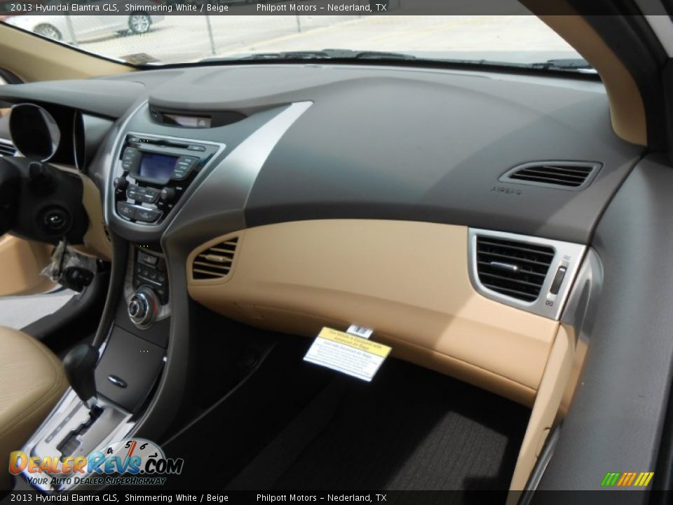 2013 Hyundai Elantra GLS Shimmering White / Beige Photo #18