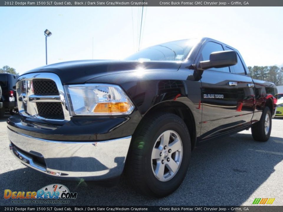 2012 Dodge Ram 1500 SLT Quad Cab Black / Dark Slate Gray/Medium Graystone Photo #3