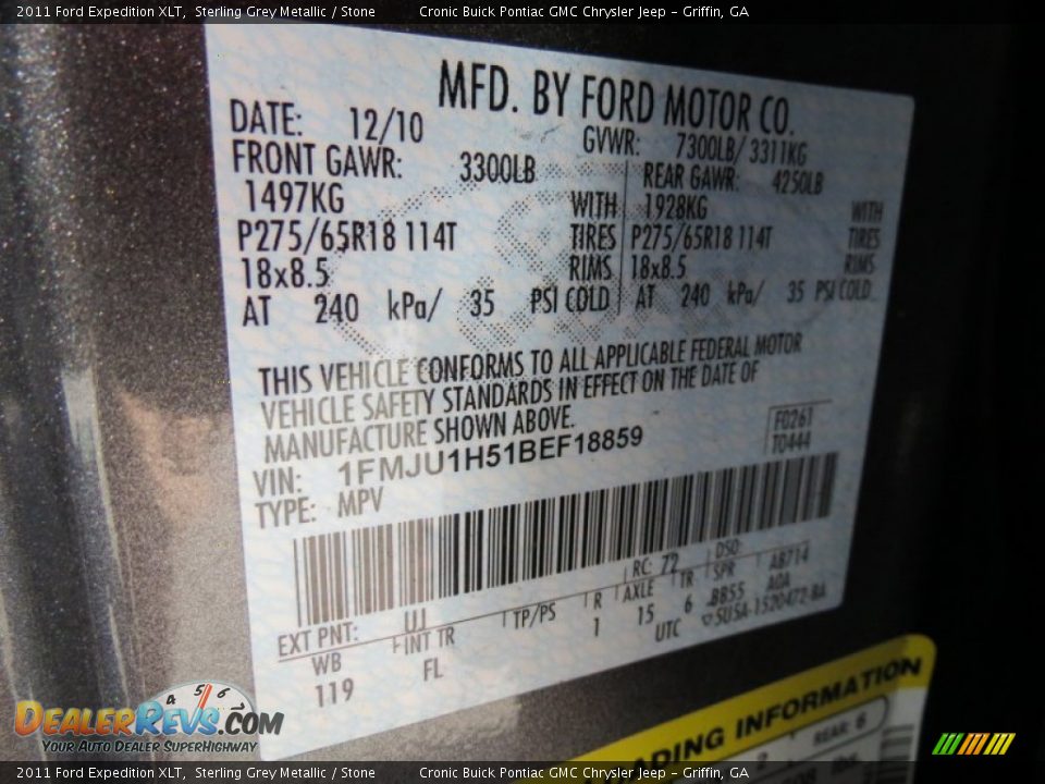 2011 Ford Expedition XLT Sterling Grey Metallic / Stone Photo #28