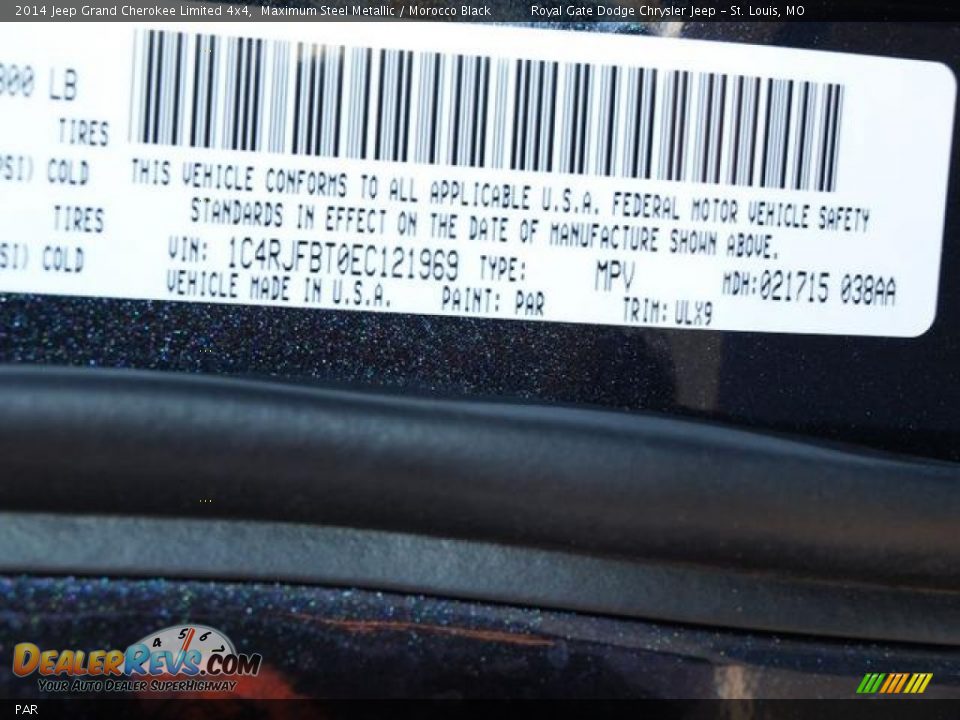 Jeep Color Code PAR Maximum Steel Metallic