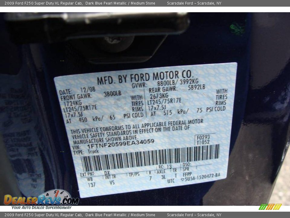2009 Ford F250 Super Duty XL Regular Cab Dark Blue Pearl Metallic / Medium Stone Photo #23