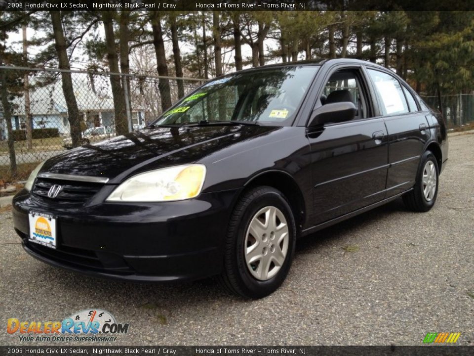 2003 Honda Civic LX Sedan Nighthawk Black Pearl / Gray Photo #1