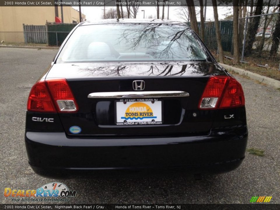 2003 Honda Civic LX Sedan Nighthawk Black Pearl / Gray Photo #6