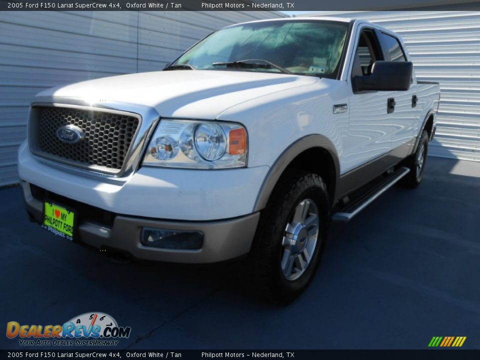 2005 Ford F150 Lariat SuperCrew 4x4 Oxford White / Tan Photo #7