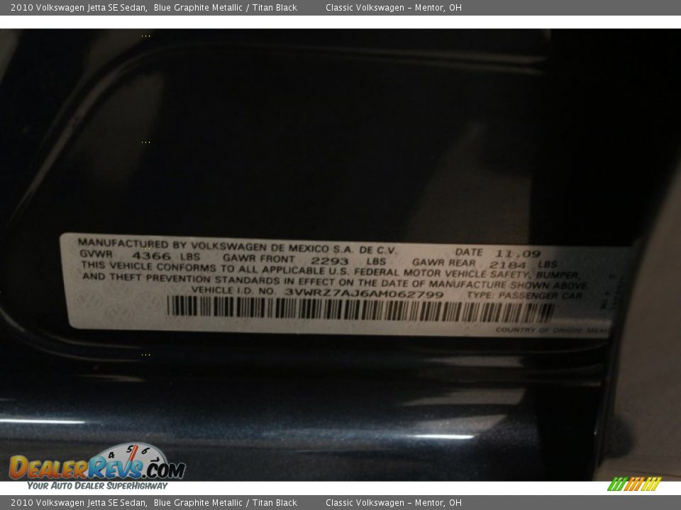 2010 Volkswagen Jetta SE Sedan Blue Graphite Metallic / Titan Black Photo #27