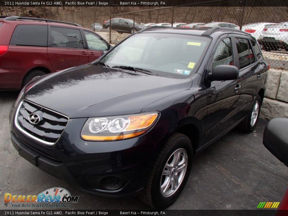 2011 Hyundai Santa Fe GLS AWD Pacific Blue Pearl / Beige Photo #3