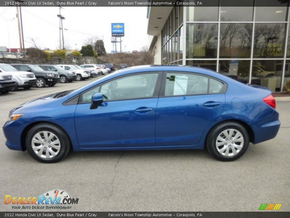 2012 Honda Civic LX Sedan Dyno Blue Pearl / Gray Photo #2