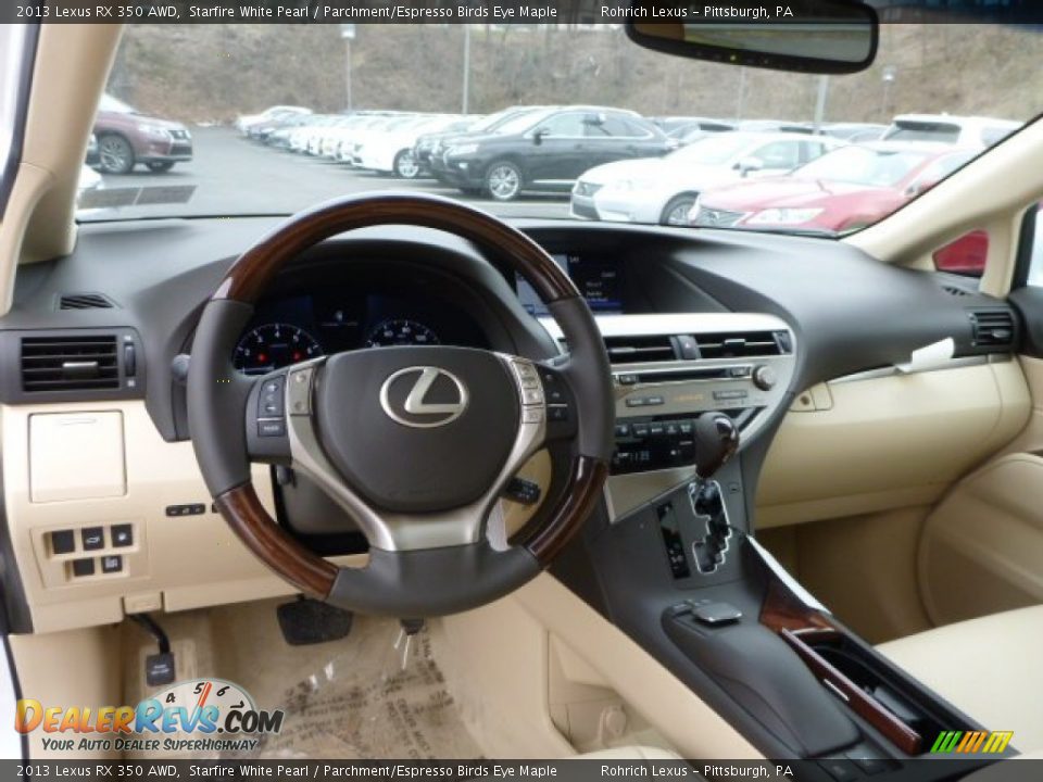 2013 Lexus RX 350 AWD Starfire White Pearl / Parchment/Espresso Birds Eye Maple Photo #12