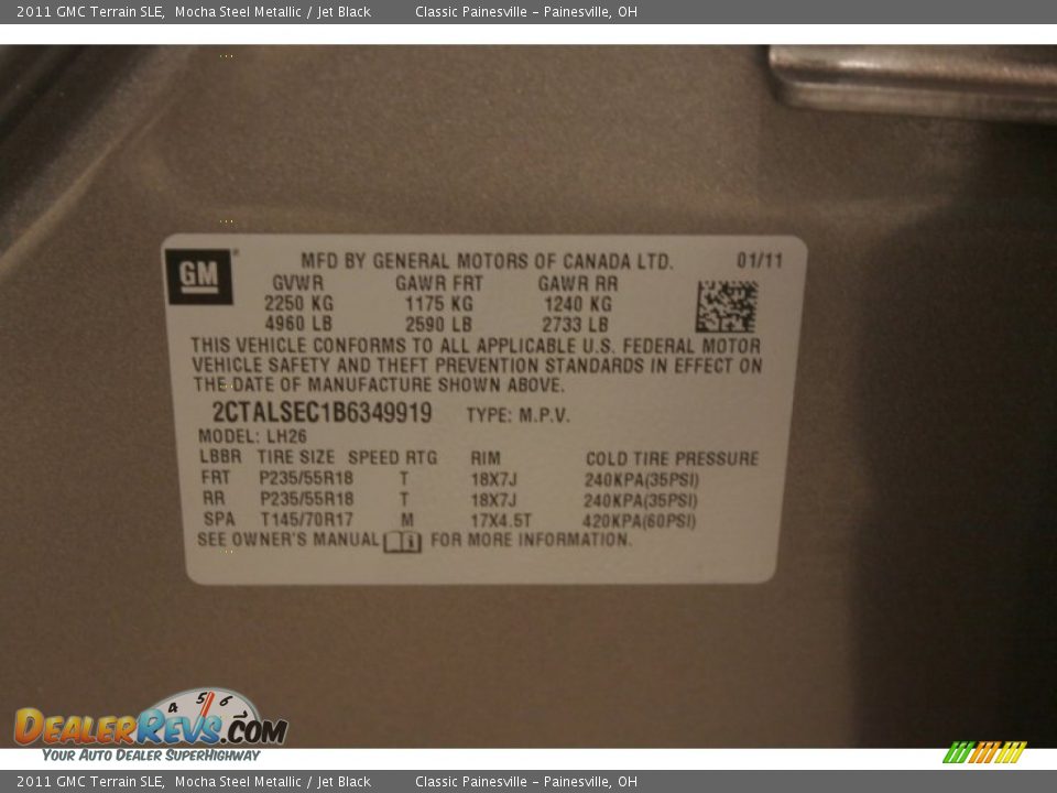 2011 GMC Terrain SLE Mocha Steel Metallic / Jet Black Photo #18