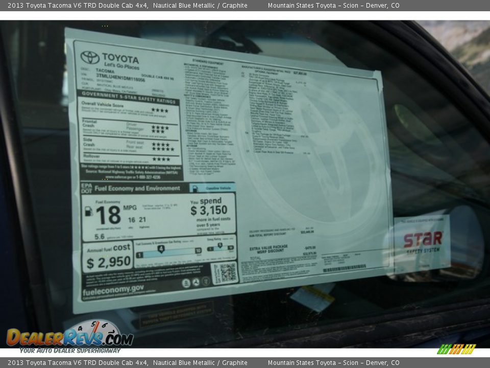 2013 Toyota Tacoma V6 TRD Double Cab 4x4 Nautical Blue Metallic / Graphite Photo #10