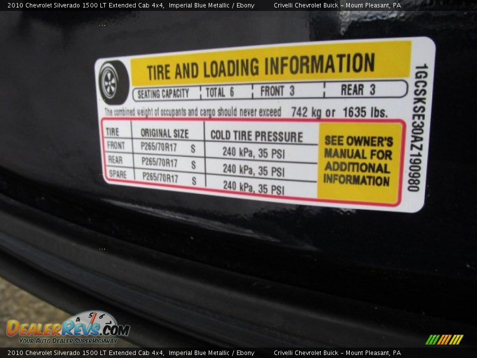 2010 Chevrolet Silverado 1500 LT Extended Cab 4x4 Imperial Blue Metallic / Ebony Photo #36