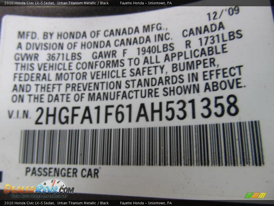 2010 Honda Civic LX-S Sedan Urban Titanium Metallic / Black Photo #9