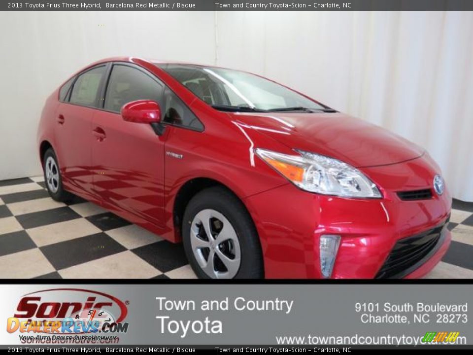 2013 Toyota Prius Three Hybrid Barcelona Red Metallic / Bisque Photo #1