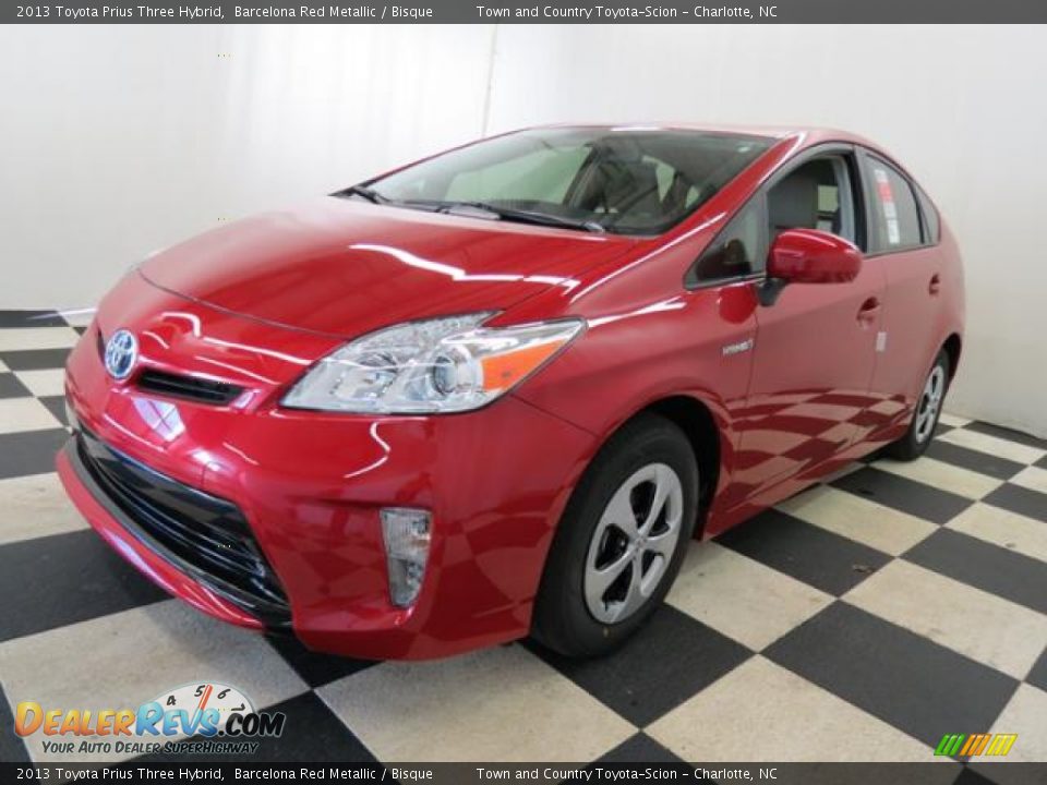 2013 Toyota Prius Three Hybrid Barcelona Red Metallic / Bisque Photo #3