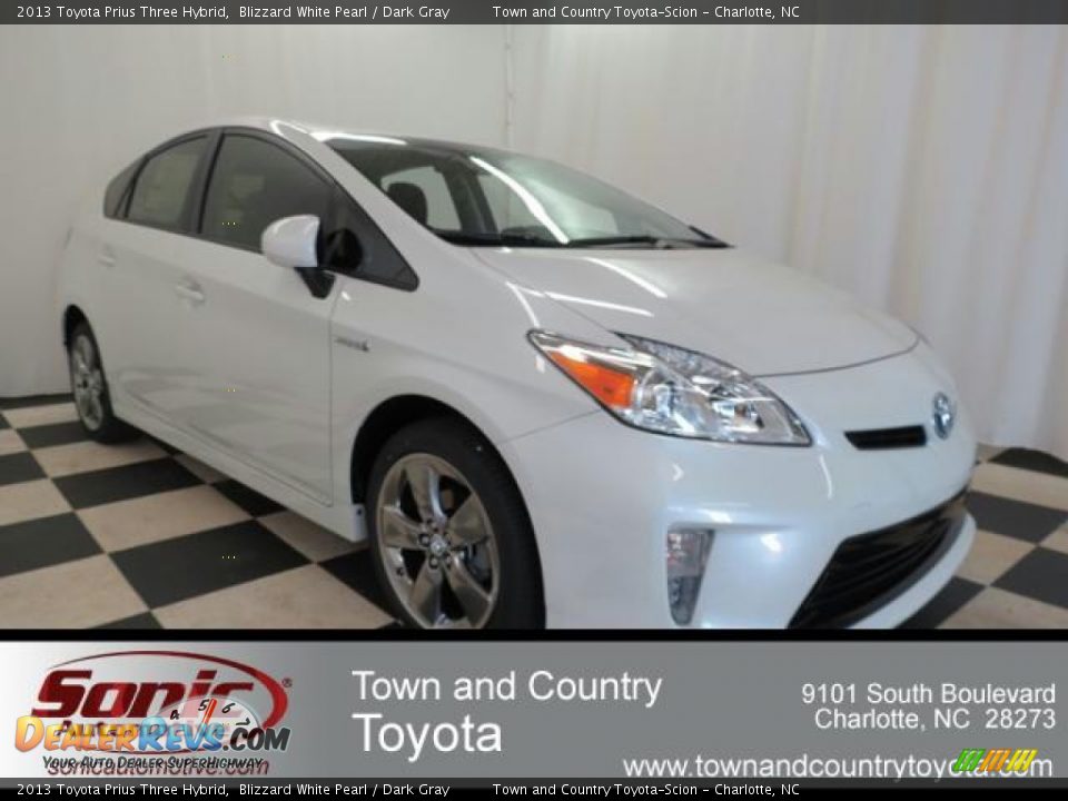 2013 Toyota Prius Three Hybrid Blizzard White Pearl / Dark Gray Photo #1