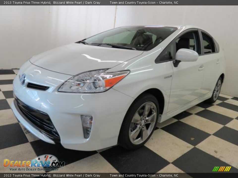 2013 Toyota Prius Three Hybrid Blizzard White Pearl / Dark Gray Photo #3