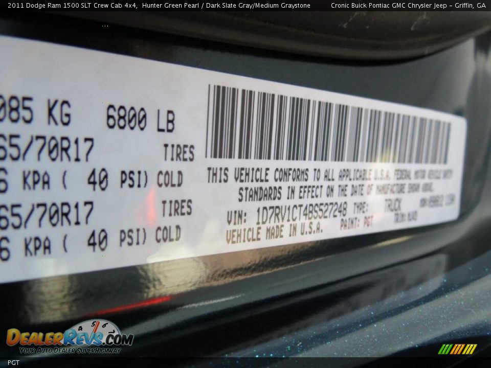 Dodge Color Code PGT Hunter Green Pearl