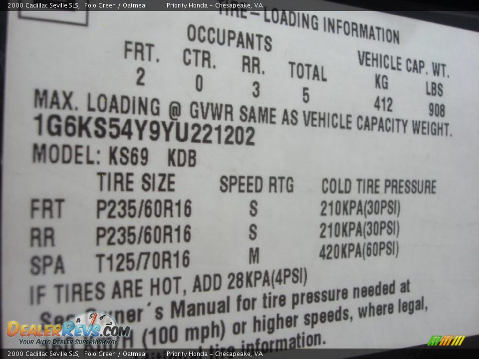 2000 Cadillac Seville SLS Polo Green / Oatmeal Photo #29