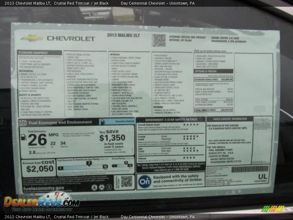 2013 Chevrolet Malibu LT Crystal Red Tintcoat / Jet Black Photo #7