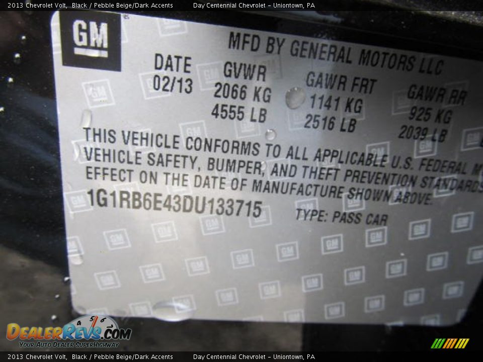 2013 Chevrolet Volt Black / Pebble Beige/Dark Accents Photo #19