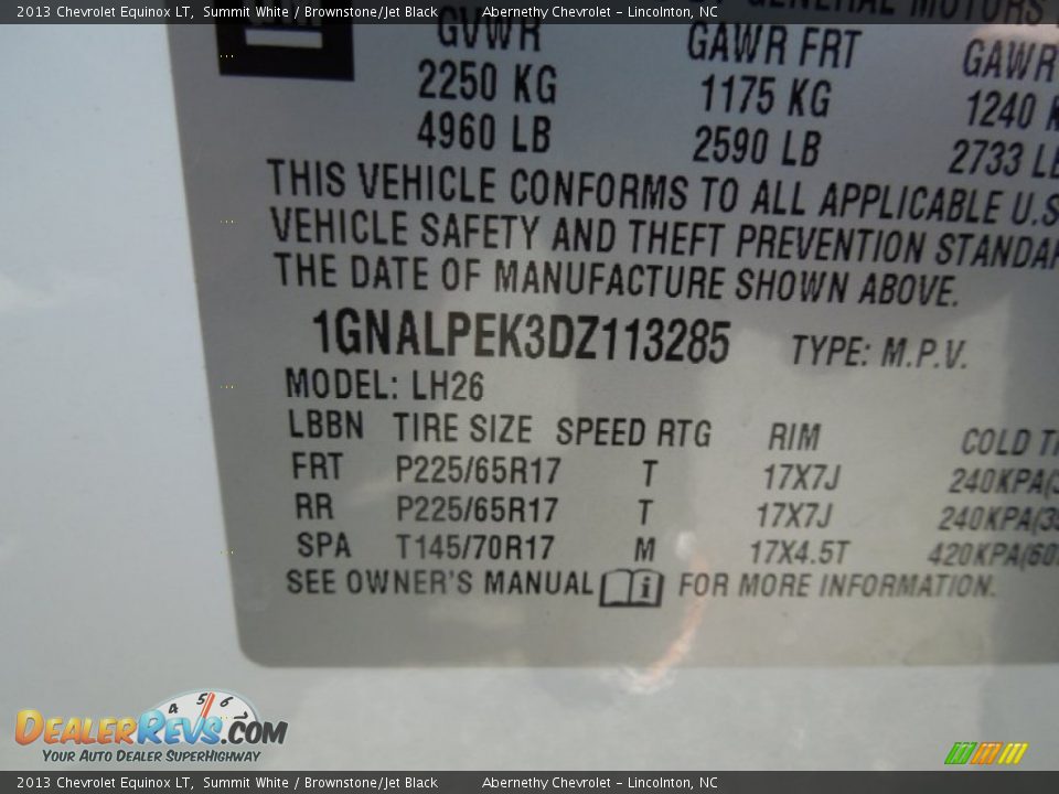 2013 Chevrolet Equinox LT Summit White / Brownstone/Jet Black Photo #8