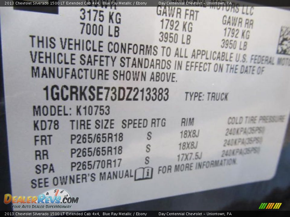 2013 Chevrolet Silverado 1500 LT Extended Cab 4x4 Blue Ray Metallic / Ebony Photo #19