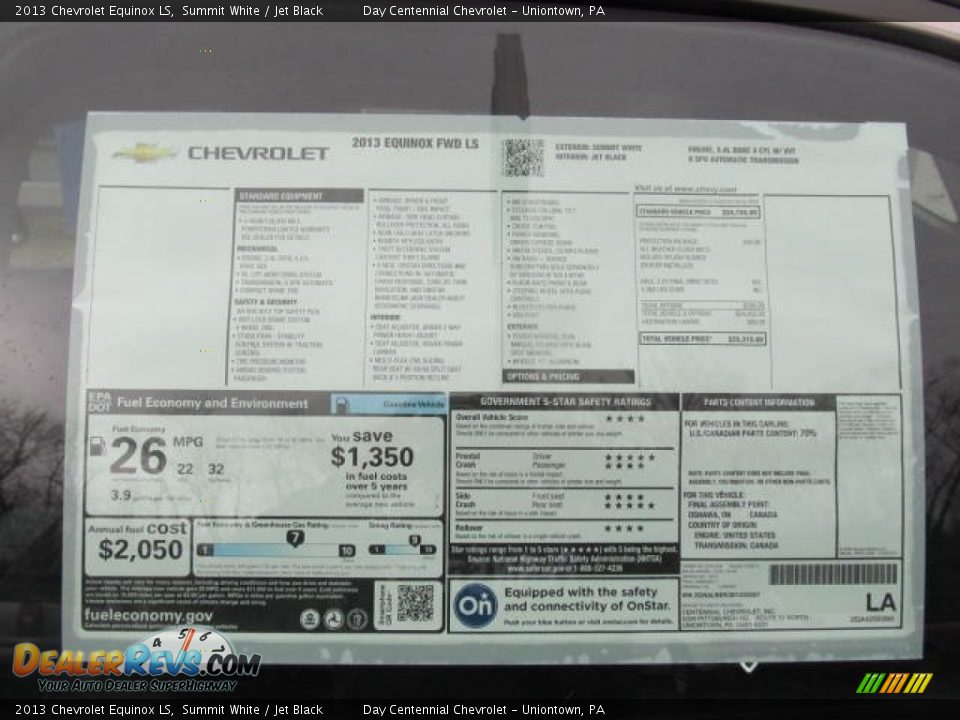 2013 Chevrolet Equinox LS Summit White / Jet Black Photo #4