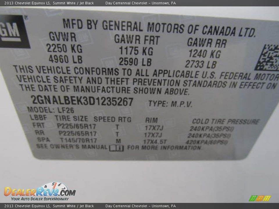 2013 Chevrolet Equinox LS Summit White / Jet Black Photo #19