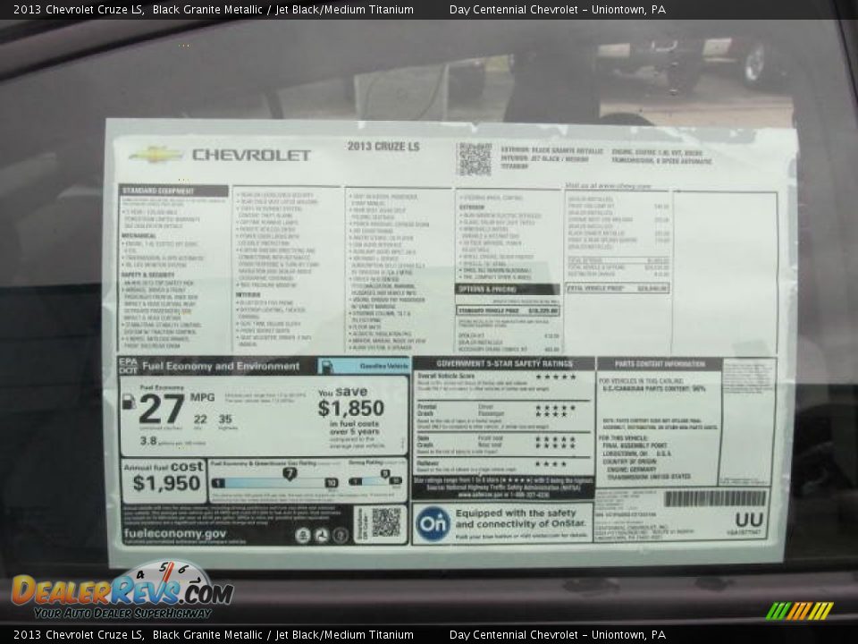 2013 Chevrolet Cruze LS Black Granite Metallic / Jet Black/Medium Titanium Photo #7
