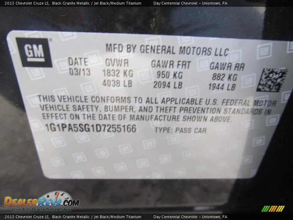 2013 Chevrolet Cruze LS Black Granite Metallic / Jet Black/Medium Titanium Photo #19
