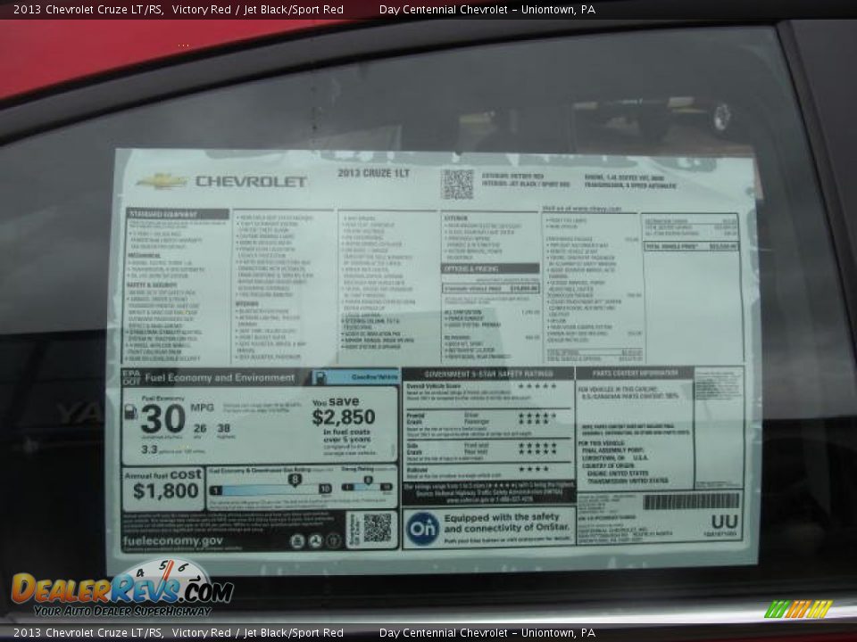 2013 Chevrolet Cruze LT/RS Window Sticker Photo #7