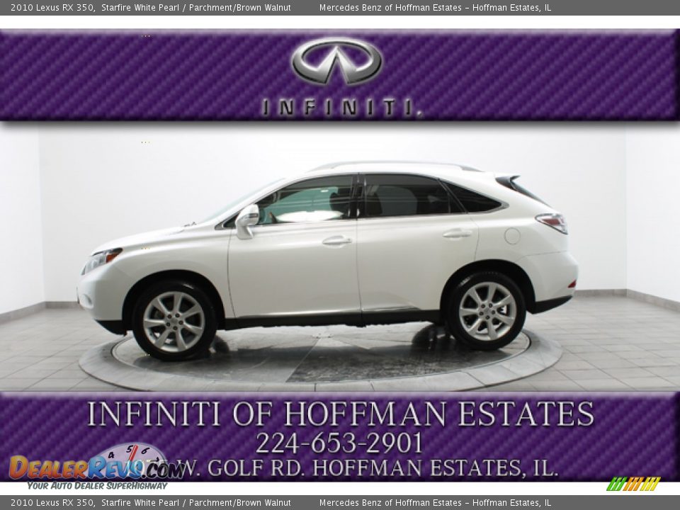 2010 Lexus RX 350 Starfire White Pearl / Parchment/Brown Walnut Photo #2