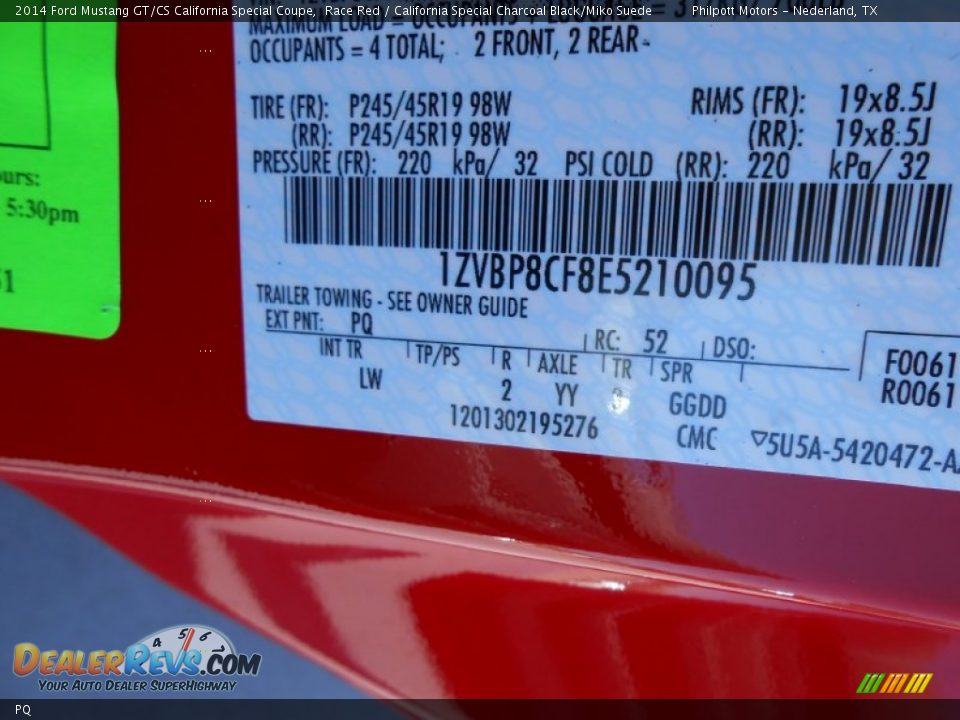 Ford Color Code PQ Race Red