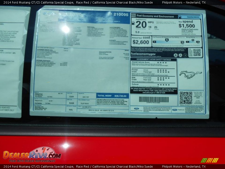 2014 Ford Mustang GT/CS California Special Coupe Window Sticker Photo #33