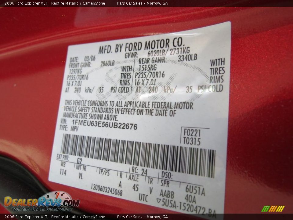 2006 Ford Explorer XLT Redfire Metallic / Camel/Stone Photo #17