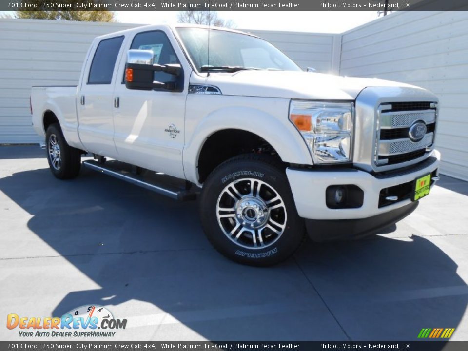 2013 Ford F250 Super Duty Platinum Crew Cab 4x4 White Platinum Tri-Coat / Platinum Pecan Leather Photo #1