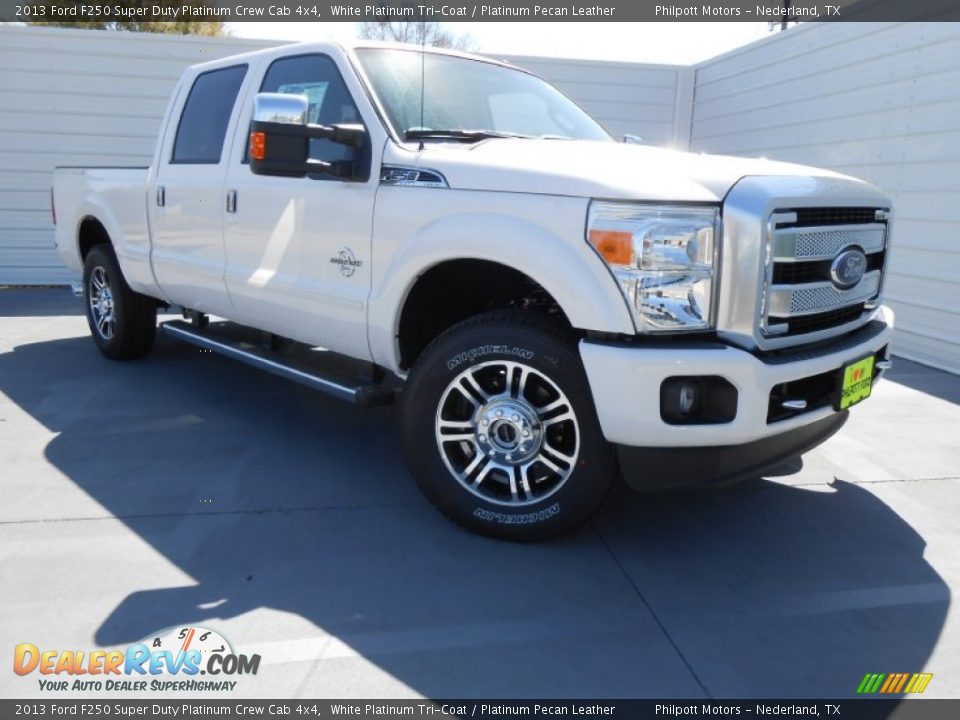 2013 Ford F250 Super Duty Platinum Crew Cab 4x4 White Platinum Tri-Coat / Platinum Pecan Leather Photo #2