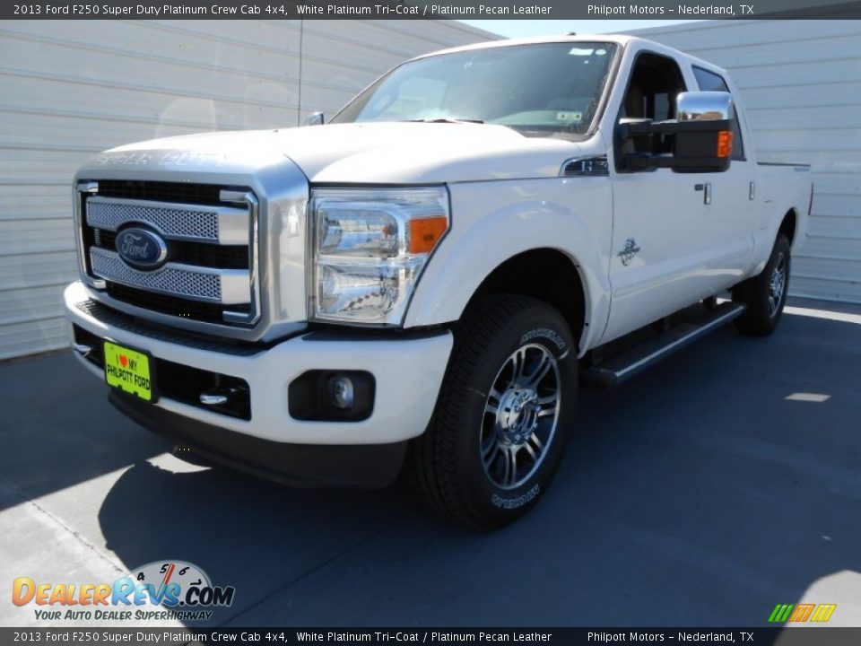 2013 Ford F250 Super Duty Platinum Crew Cab 4x4 White Platinum Tri-Coat / Platinum Pecan Leather Photo #7