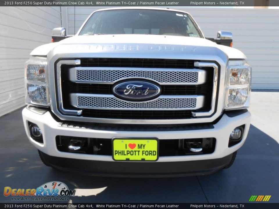 2013 Ford F250 Super Duty Platinum Crew Cab 4x4 White Platinum Tri-Coat / Platinum Pecan Leather Photo #8
