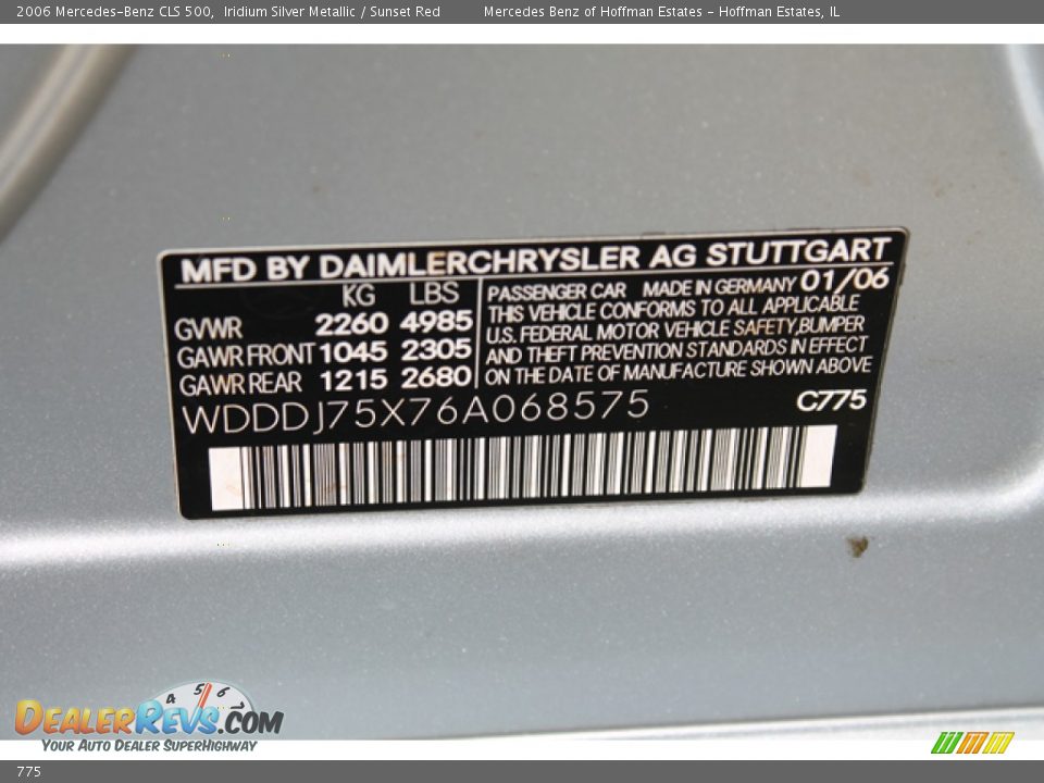 Mercedes-Benz Color Code 775 Iridium Silver Metallic