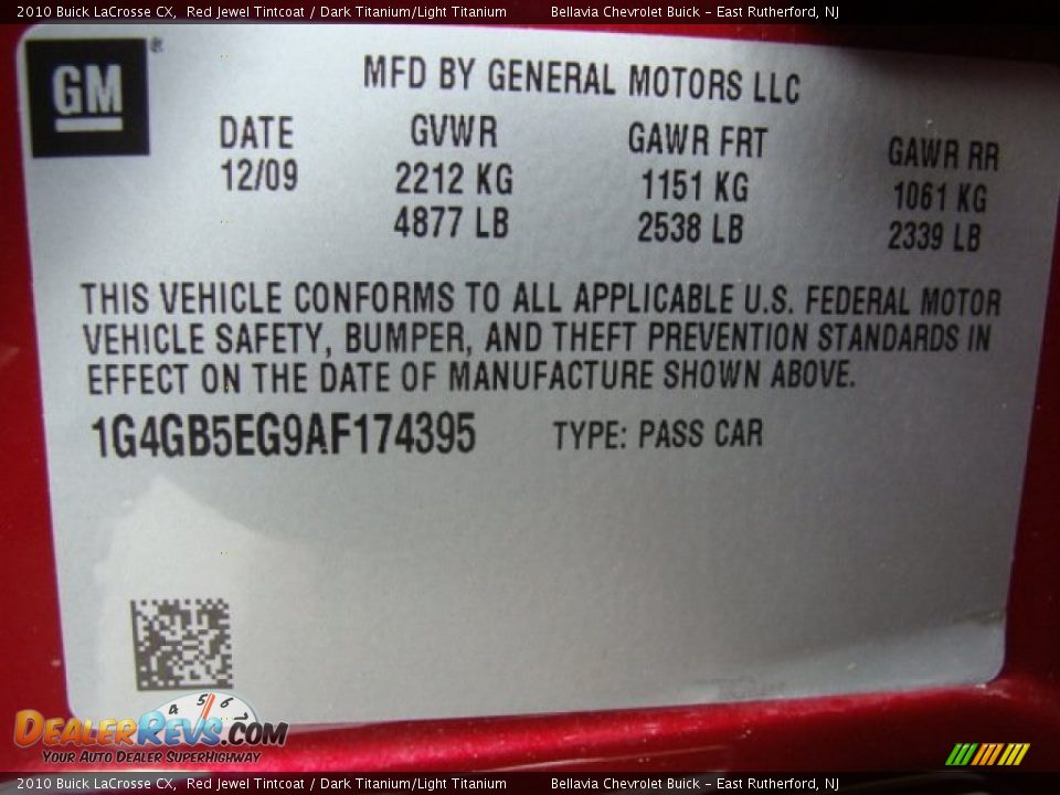 2010 Buick LaCrosse CX Red Jewel Tintcoat / Dark Titanium/Light Titanium Photo #15