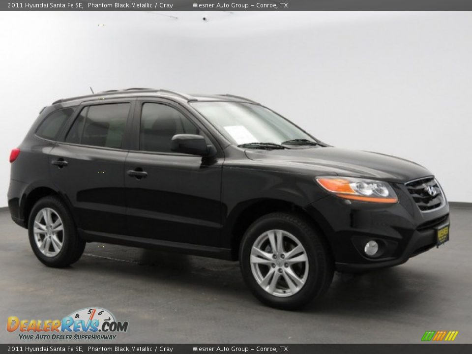 2011 Hyundai Santa Fe SE Phantom Black Metallic / Gray Photo #3