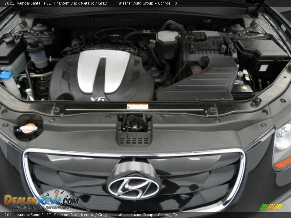 2011 Hyundai Santa Fe SE Phantom Black Metallic / Gray Photo #11