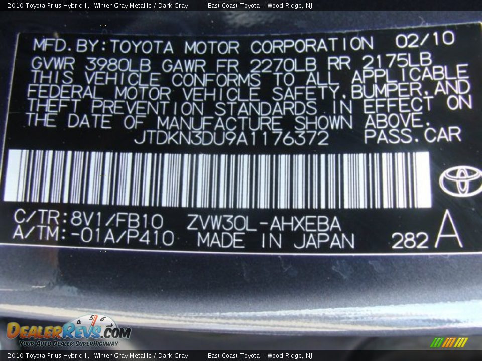 2010 Toyota Prius Hybrid II Winter Gray Metallic / Dark Gray Photo #15