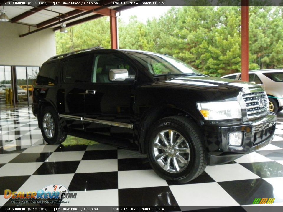 2008 Infiniti QX 56 4WD Liquid Onyx Black / Charcoal Photo #1
