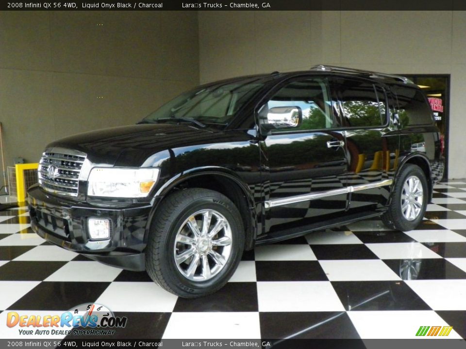 2008 Infiniti QX 56 4WD Liquid Onyx Black / Charcoal Photo #3